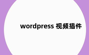 wordpress 视频插件