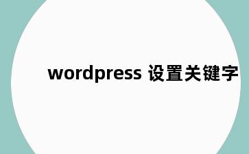 wordpress 设置关键字