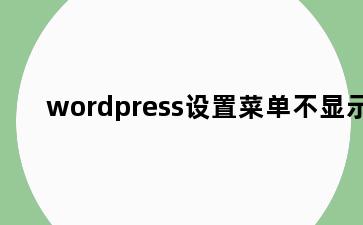 wordpress设置菜单不显示