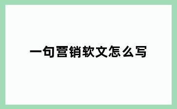 一句营销软文怎么写