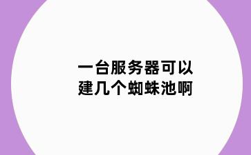 一台服务器可以建几个蜘蛛池啊