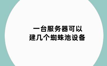 一台服务器可以建几个蜘蛛池设备