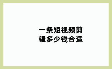 一条短视频剪辑多少钱合适