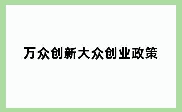 万众创新大众创业政策