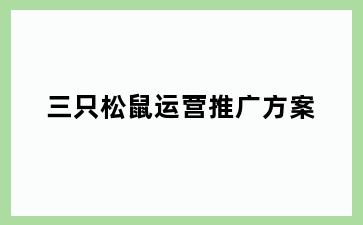 三只松鼠运营推广方案