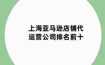 上海亚马逊店铺代运营公司排名前十
