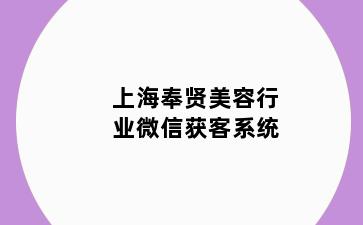 上海奉贤美容行业微信获客系统