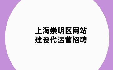 上海崇明区网站建设代运营招聘