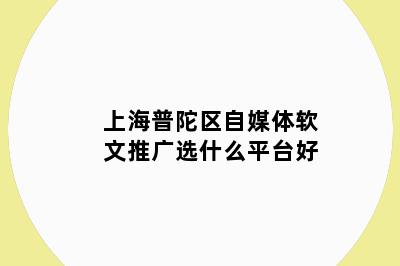 上海普陀区自媒体软文推广选什么平台好