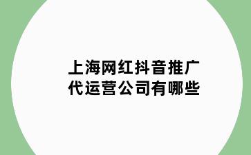 上海网红抖音推广代运营公司有哪些