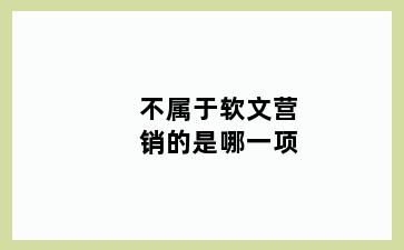 不属于软文营销的是哪一项