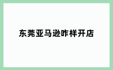 东莞亚马逊咋样开店