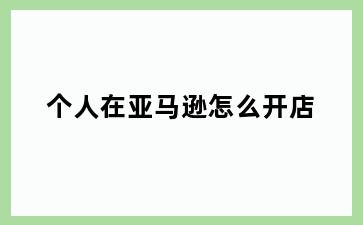 个人在亚马逊怎么开店