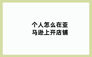 个人怎么在亚马逊上开店铺