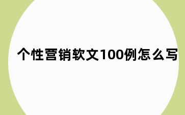 个性营销软文100例怎么写