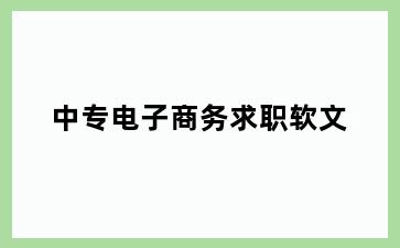 中专电子商务求职软文