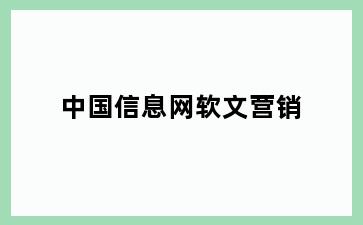 中国信息网软文营销