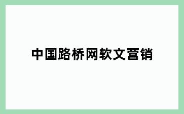 中国路桥网软文营销