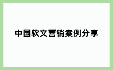 中国软文营销案例分享
