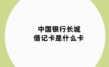 中国银行长城借记卡是什么卡