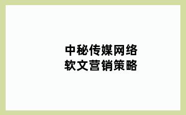 中秘传媒网络软文营销策略