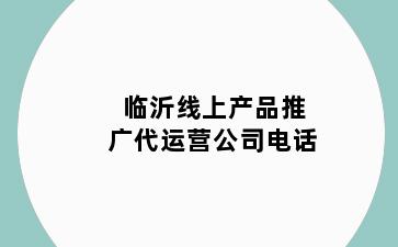 临沂线上产品推广代运营公司电话