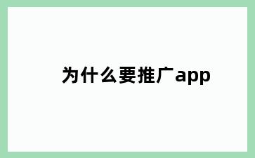 为什么要推广app