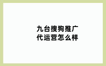九台搜狗推广代运营怎么样