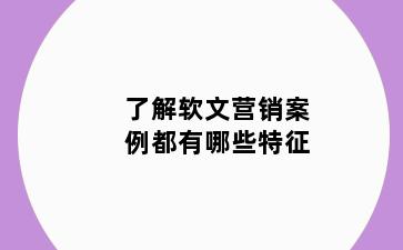 了解软文营销案例都有哪些特征