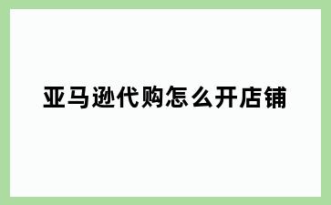 亚马逊代购怎么开店铺