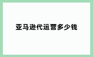 亚马逊代运营多少钱
