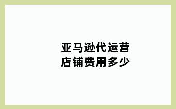 亚马逊代运营店铺费用多少