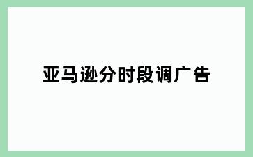 亚马逊分时段调广告