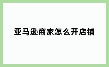 亚马逊商家怎么开店铺