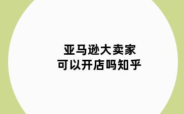 亚马逊大卖家可以开店吗知乎