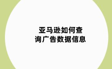 亚马逊如何查询广告数据信息