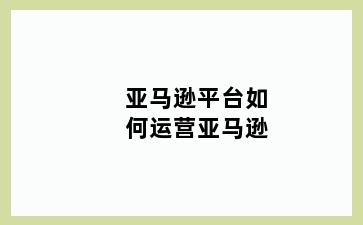 亚马逊平台如何运营亚马逊