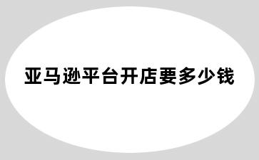 亚马逊平台开店要多少钱