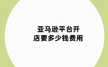 亚马逊平台开店要多少钱费用