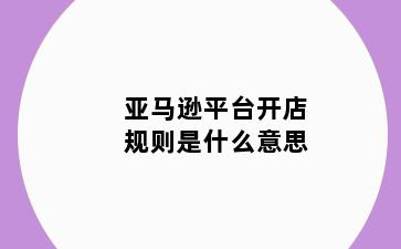 亚马逊平台开店规则是什么意思