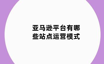 亚马逊平台有哪些站点运营模式
