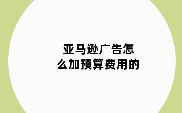 亚马逊广告怎么加预算费用的