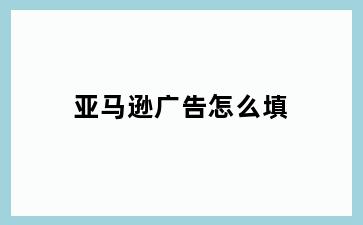 亚马逊广告怎么填