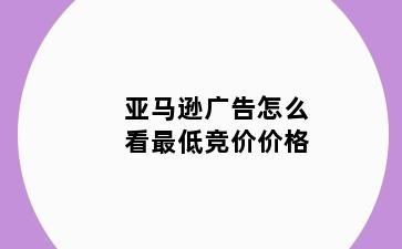 亚马逊广告怎么看最低竞价价格