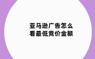 亚马逊广告怎么看最低竞价金额