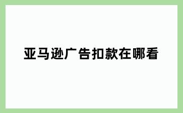 亚马逊广告扣款在哪看