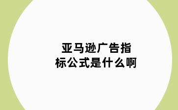 亚马逊广告指标公式是什么啊