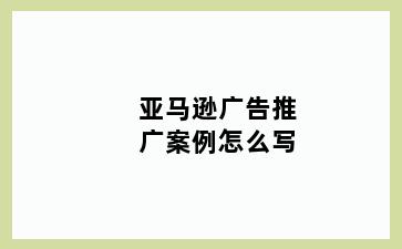 亚马逊广告推广案例怎么写