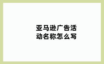 亚马逊广告活动名称怎么写