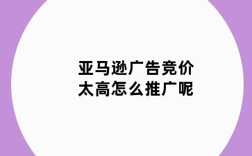 亚马逊广告竞价太高怎么推广呢